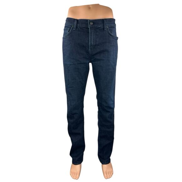 7 For All Mankind Slimmy Blue Dark Wash Straight Sim Fit Denim Jeans Pants 36 - Picture 1 of 4